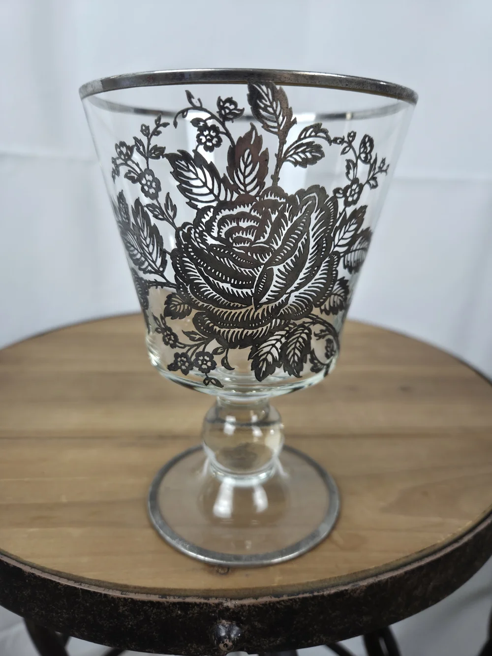 Crystal  Floral Glass Goblet - Decorative Drinkware